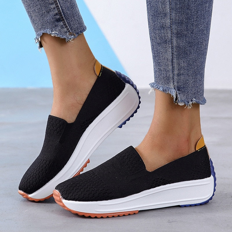 Breathable Fashion Casual Sneakers Women Slip-on Loafers Mesh Shoes