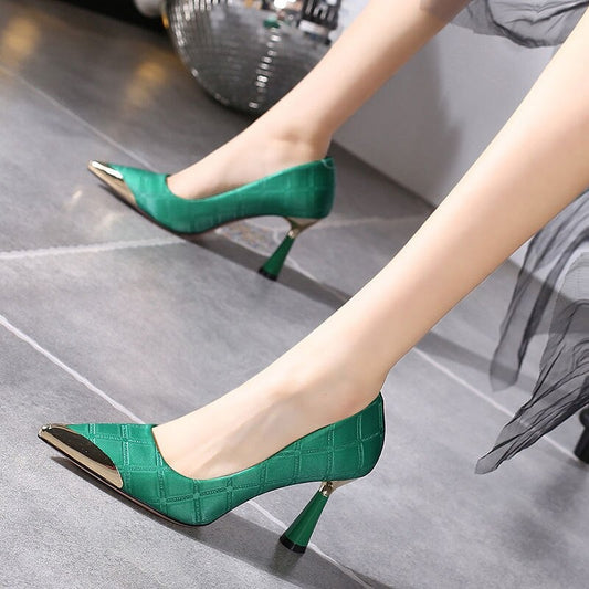 New Women Metal Pointed Stiletto - High Heel Party Shoes