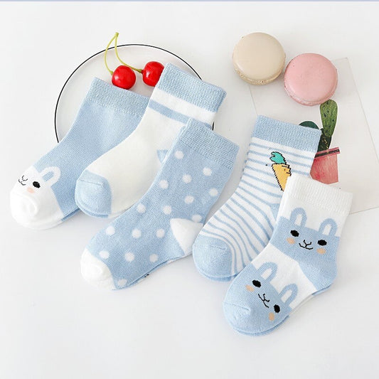 5 Pairs Baby Socks Newborn Cotton Colorful Prints Design Shorty Socks, Unisex