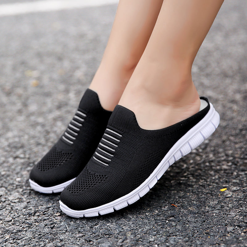 Women Casual Half-Sneakers - Breathable, Lightweight, Outdoor Flats