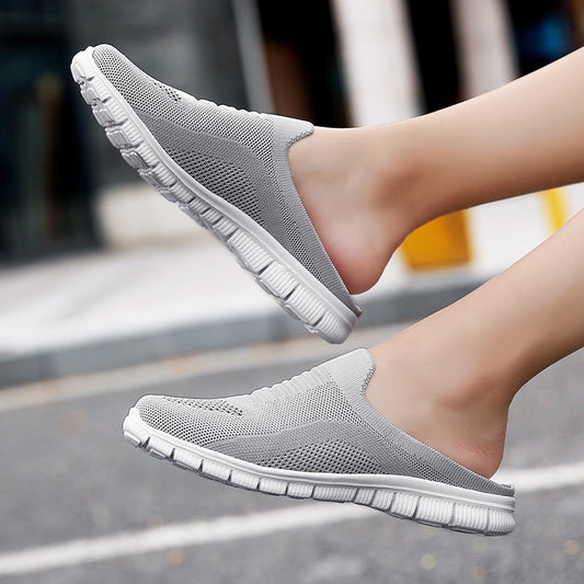 Women Casual Half-Sneakers - Breathable, Lightweight, Outdoor Flats