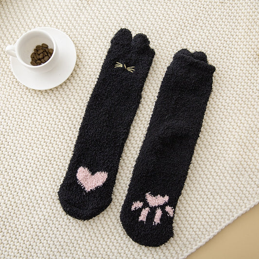 Women's Warm Winter Fluffy Microfiber Socks, Animal Design Fuzzy Cozy Sock