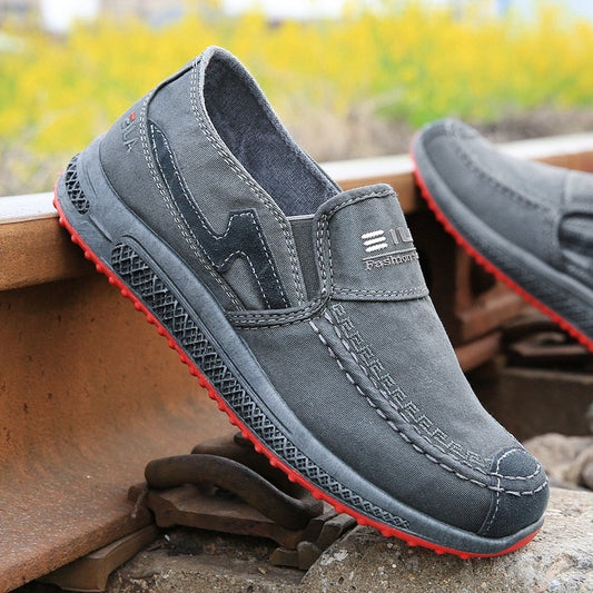 Summer Old Cloth Men's Shoes. Casual, Breathable, Washed Denim, Canvas Shoes. Slip On